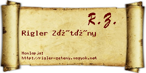Rigler Zétény névjegykártya